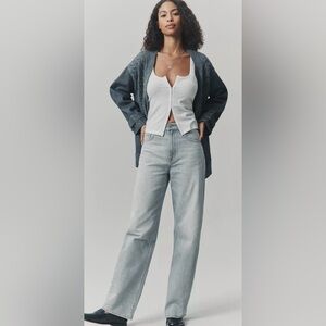 Pistola Light Gray High Rise Barrel Jeans NWT